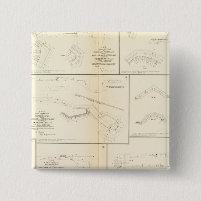 Bóton Quadrado 5.08cm Petersburgo, baterias Va, cerco (Frente)