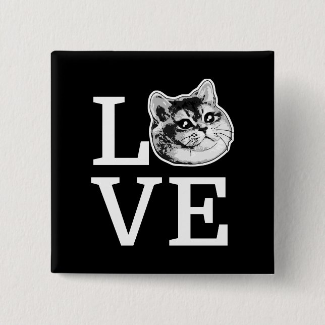 Bóton Quadrado 5.08cm Philly Love Cat (Frente)