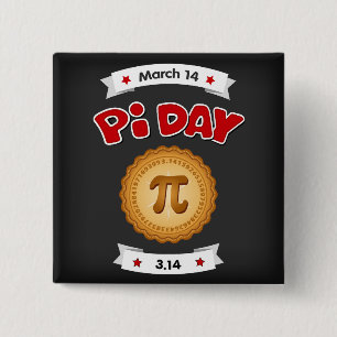 Bóton Quadrado 5.08cm Pi Day Chalkboard, 14 De Março,