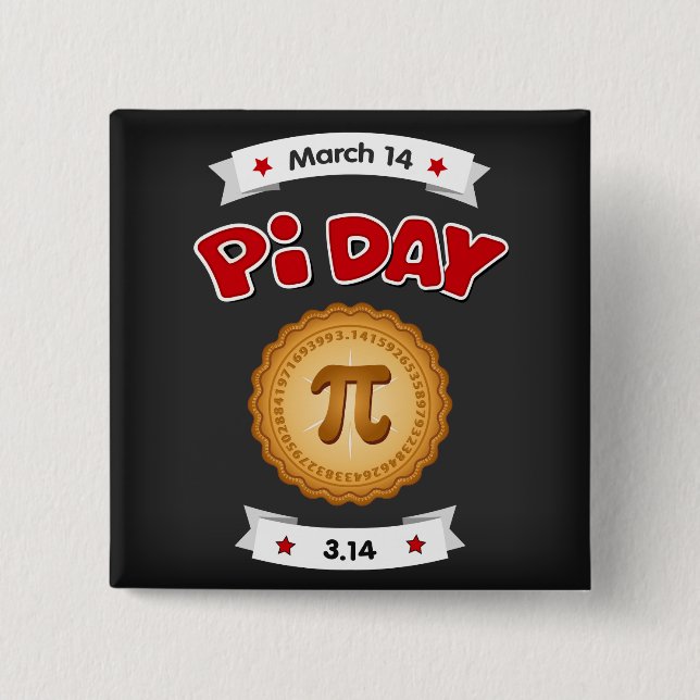 Bóton Quadrado 5.08cm Pi Day Chalkboard, 14 De Março, (Frente)