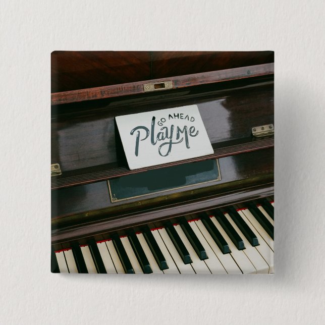 Bóton Quadrado 5.08cm Piano bonito (Frente)