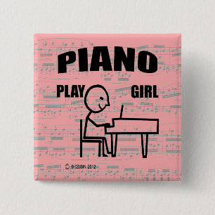 Bóton Quadrado 5.08cm Piano Play Girl
