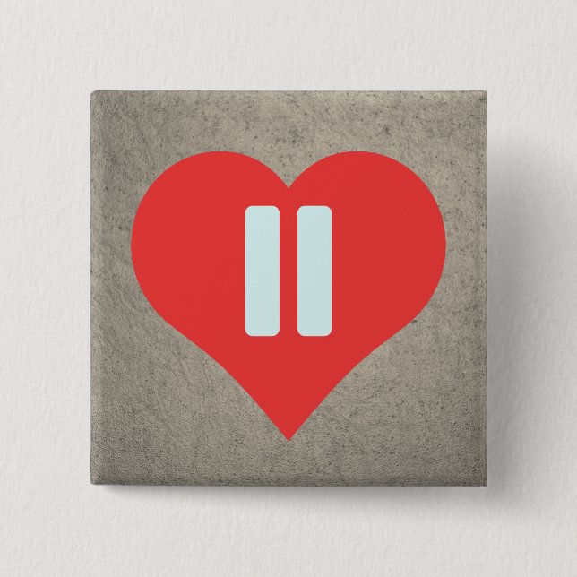 Bóton Quadrado 5.08cm Pictograma dos símbolos da pausa (Frente)