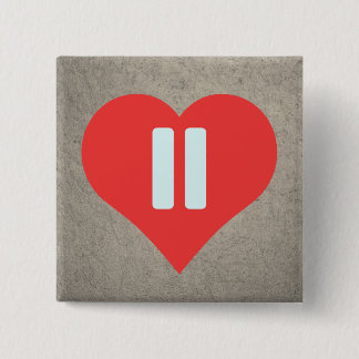 Bóton Quadrado 5.08cm Pictograma dos símbolos da pausa