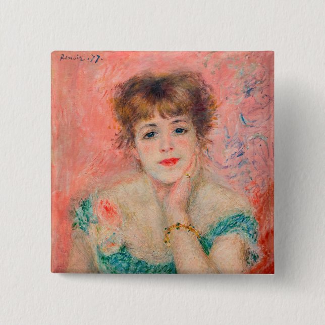 Bóton Quadrado 5.08cm Pierre-Auguste Renoir - Atriz Jeanne Samary (Frente)