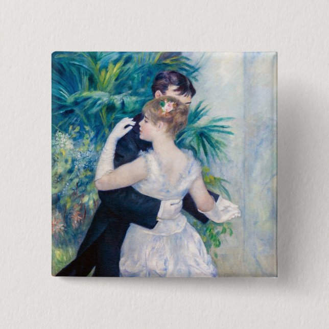 Bóton Quadrado 5.08cm Pierre-Auguste Renoir - Dança da Cidade (Frente)