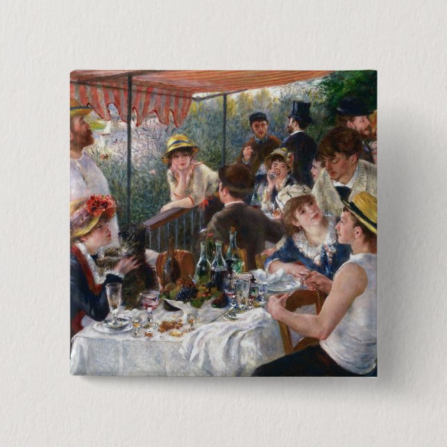 Bóton Quadrado 5.08cm Pierre-Auguste Renoir - Luncheon do Partido Barco (Frente)