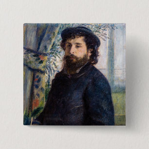 Bóton Quadrado 5.08cm Pierre Auguste Renoir - Retrato de Claude Monet