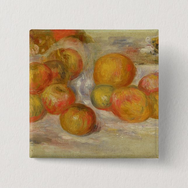 Bóton Quadrado 5.08cm Pierre um a vida de Renoir | ainda com maçãs (Frente)