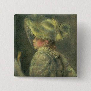 Bóton Quadrado 5.08cm Pierre um Renoir o chapéu branco