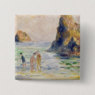 Bóton Quadrado 5.08cm Pierre uma baía de Renoir   Moulin Huet, Guernsey