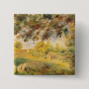 Bóton Quadrado 5.08cm Pierre uma paisagem do primavera de Renoir