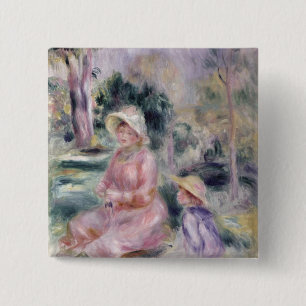 Bóton Quadrado 5.08cm Pierre uma senhora Renoir e seu filho Pierre de