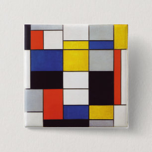 Bóton Quadrado 5.08cm PIET MONDRIAAN - Compositon A 1923