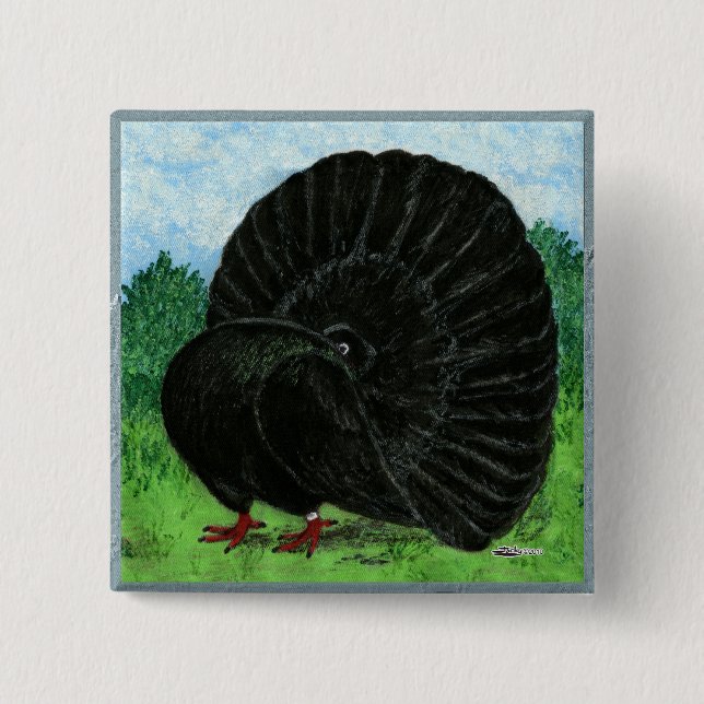 Bóton Quadrado 5.08cm Pigeon Preto (Frente)
