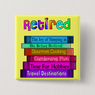 Bóton Quadrado 5.08cm Pilha original dos presentes da aposentadoria de