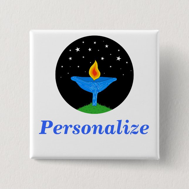 Bóton Quadrado 5.08cm Pin brilhante do cálice UU/botão (Frente)