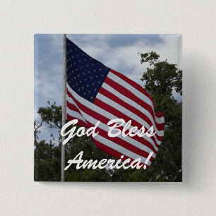 Bóton Quadrado 5.08cm Pin da bandeira de América dos deus abençoe