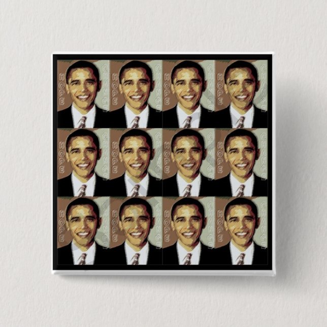 BÓTON QUADRADO 5.08CM PIN DA ESPERANÇA DE BARACK OBAMA (Frente)