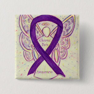 Bóton Quadrado 5.08cm Pin de Arte da Fita de Anjo para Sensibilização