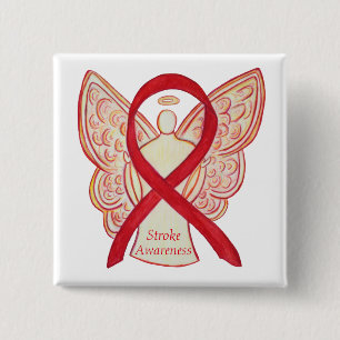 Bóton Quadrado 5.08cm Pin de Arte Personalizada do Anjo da Faixa Vermelh