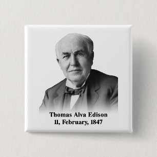 Bóton Quadrado 5.08cm Pin de Edison