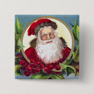 Bóton Quadrado 5.08cm Pin do botão do Natal do Victorian