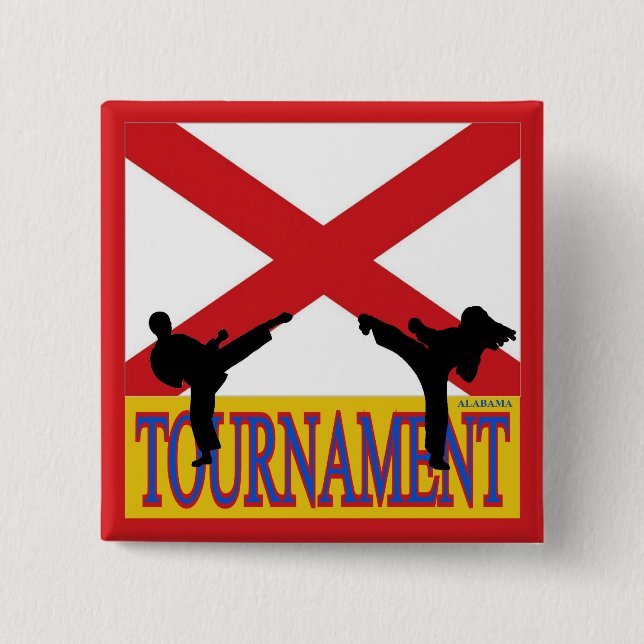 Bóton Quadrado 5.08cm Pin do competiam de Alabama (Frente)