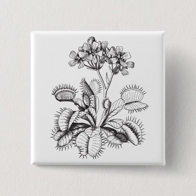 Bóton Quadrado 5.08cm Pin do Flytrap de Venus (Frente)