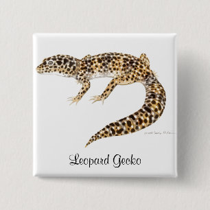 Bóton Quadrado 5.08cm Pin do geco do leopardo