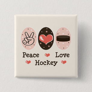 Bóton Quadrado 5.08cm Pin do hóquei do amor da paz