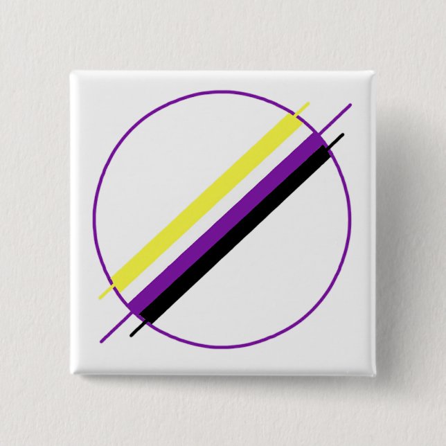 Bóton Quadrado 5.08cm Pin do orgulho de Nonbinary (Frente)