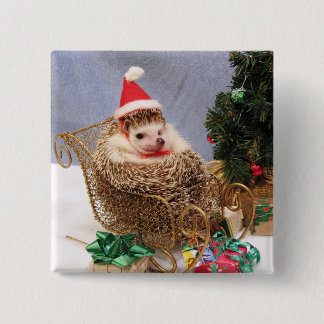 Bóton Quadrado 5.08cm Pin do ouriço do Natal