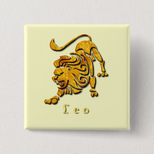 Bóton Quadrado 5.08cm Pin do quadrado do sinal de Leo