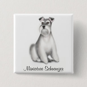 Bóton Quadrado 5.08cm Pin do Schnauzer diminuto