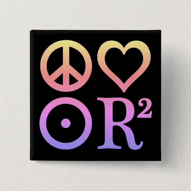 Bóton Quadrado 5.08cm Pin dos símbolos de PLUR (Frente)