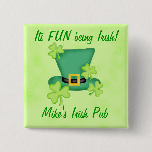 Bóton Quadrado 5.08cm Pin irlandês da promoção do negócio do chapéu