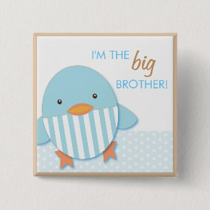 Bóton Quadrado 5.08cm Pin orgulhoso Ducky azul do big brother ou da irm