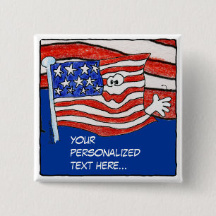 Bóton Quadrado 5.08cm Pin personalizado /Button da bandeira americana