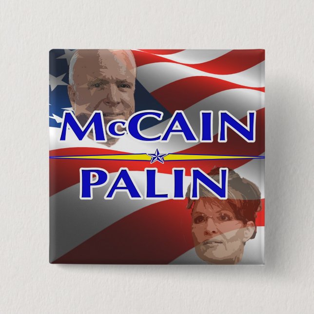 Bóton Quadrado 5.08cm Pin quadrado de Mccain Palin (Frente)