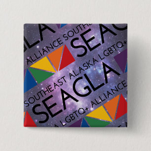 Bóton Quadrado 5.08cm Pin quadrado do logotipo do espaço de SEAGLA
