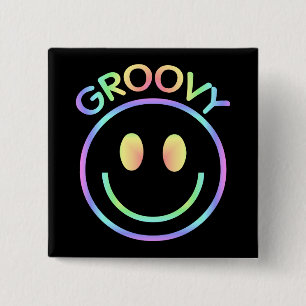 Bóton Quadrado 5.08cm Pin retro Pastel Groovy do botão