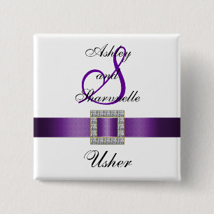 Bóton Quadrado 5.08cm Pin roxo, preto, branco de Usher