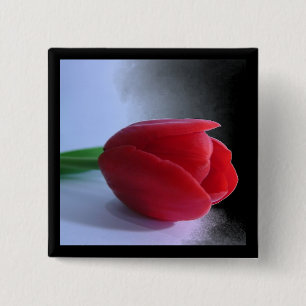 Bóton Quadrado 5.08cm Pin vermelho da tulipa