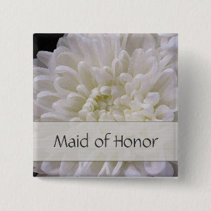 Bóton Quadrado 5.08cm Pin Wedding branco para a madrinha de casamento
