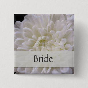 Bóton Quadrado 5.08cm Pin Wedding branco para a noiva