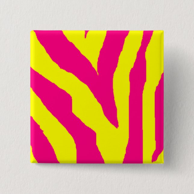 Bóton Quadrado 5.08cm Pin Zebra Amarelo e Rosa (Frente)