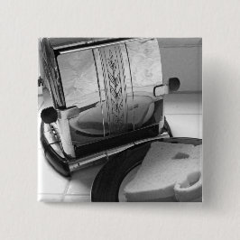 Bóton Quadrado 5.08cm Pinback de Arte da Cozinha de Torre Vintage
