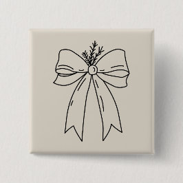 Bóton Quadrado 5.08cm Pine Branch with Bow Minimalist