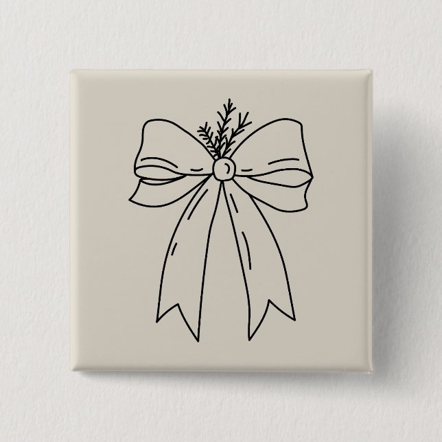Bóton Quadrado 5.08cm Pine Branch with Bow Minimalist (Frente)